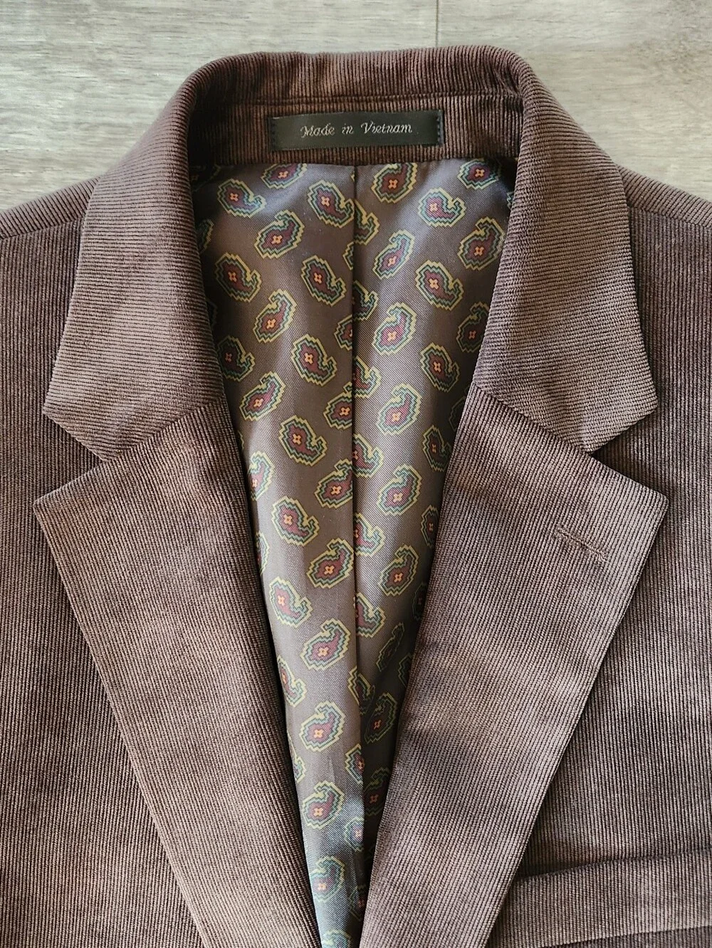 CHAPS Corduroy Blazer Men 40R Brown Sport Coat Jacket Paisley Lined